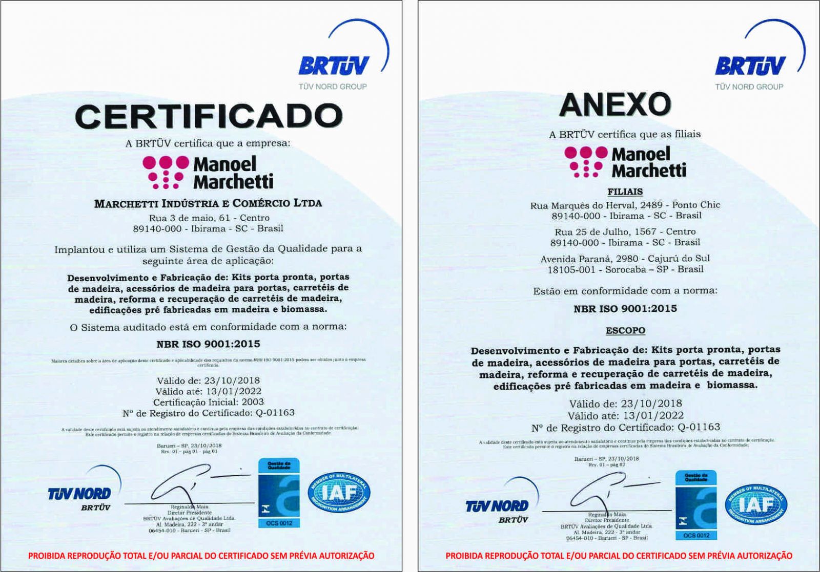 VEJA AQUI OS CERTIFICADOS